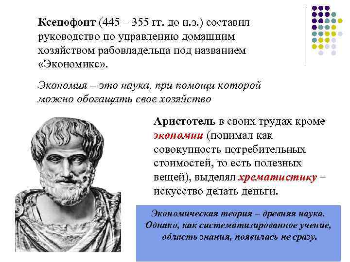 Ксенофонт (445 – 355 гг. до н. э. ) составил руководство по управлению домашним