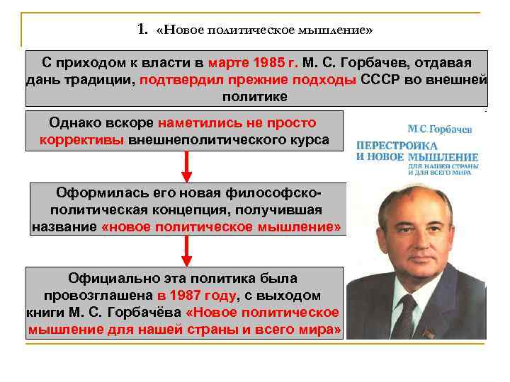 1. «Новое политическое мышление» С приходом к власти в марте 1985 г. М. С.
