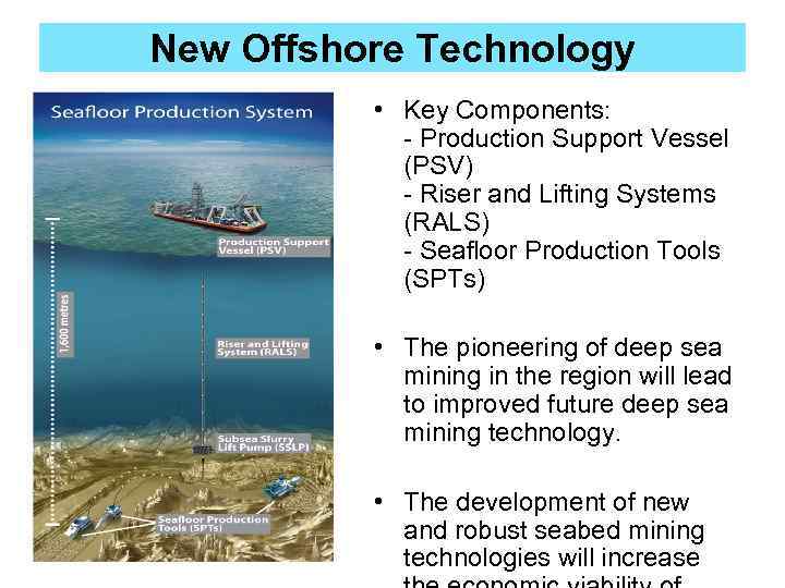 New Offshore Technology • Key Components: - Production Support Vessel (PSV) - Riser and