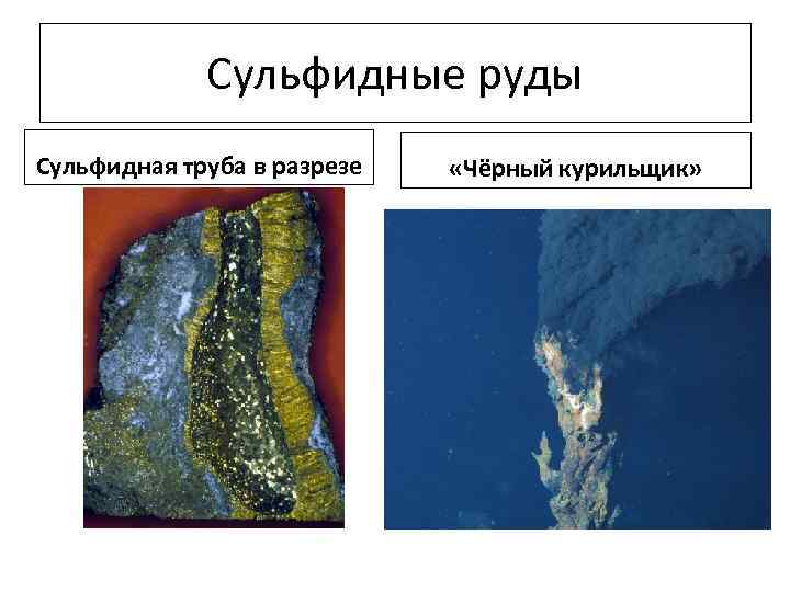 Сульфидные руды Сульфидная труба в разрезе «Чёрный курильщик» 