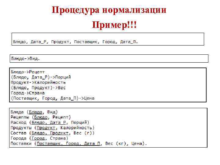 Процедура нормализации Пример!!! 