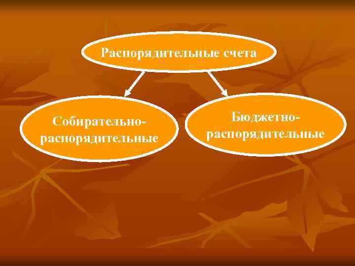 Распорядительные счета Собирательно распорядительные Бюджетно распорядительные 