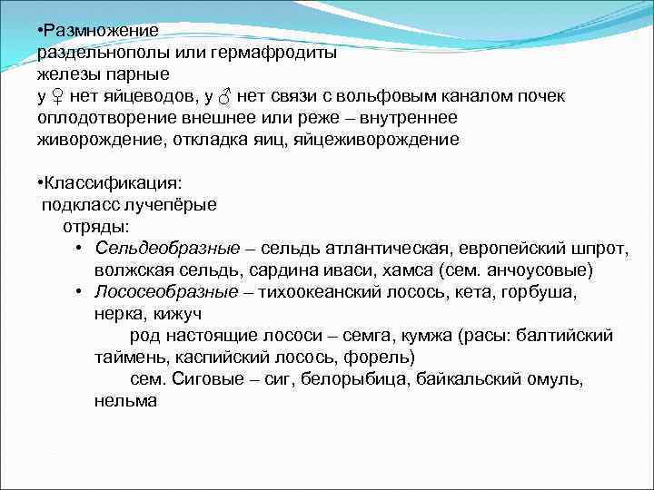  • Размножение раздельнополы или гермафродиты железы парные у ♀ нет яйцеводов, у ♂