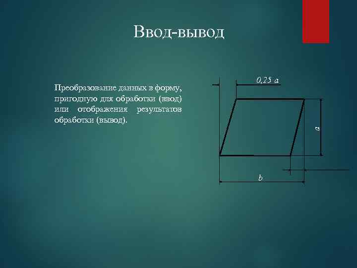 Ввод-вывод a Преобразование данных в форму, пригодную для обработки (ввод) или отображения результатов обработки