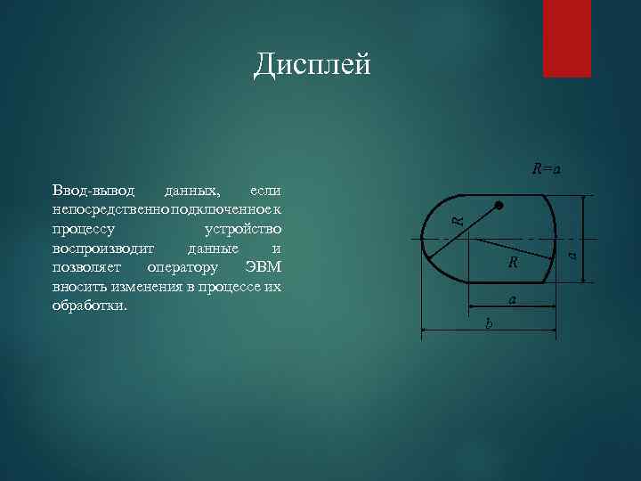 Дисплей R a b a Ввод-вывод данных, если непосредственно подключенное к процессу устройство воспроизводит