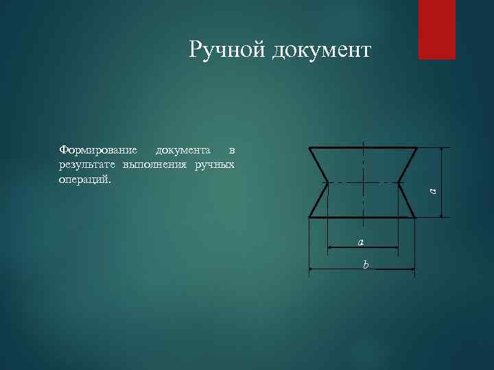 Ручной документ a Формирование документа в результате выполнения ручных операций. a b 