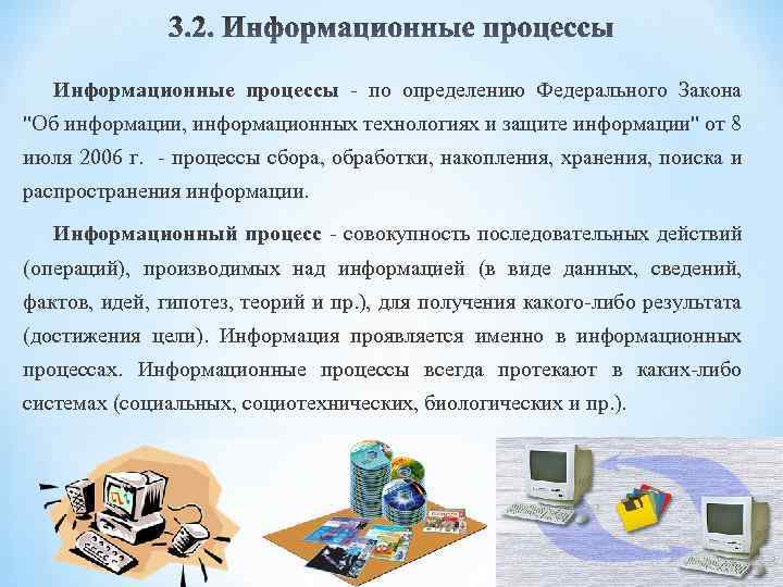 Информационные процессы - по определению Федерального Закона "Об информации, информационных технологиях и защите информации"