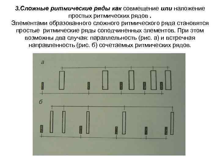 3. Сложные ритмические ряды как совмещение или наложение простых ритмических рядов. Элементами образованного сложного