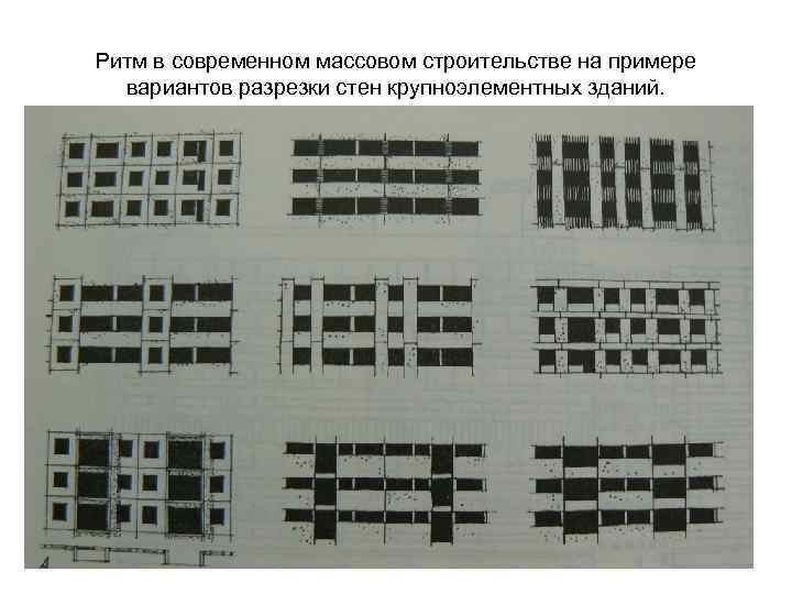Ритм в современном массовом строительстве на примере вариантов разрезки стен крупноэлементных зданий. 