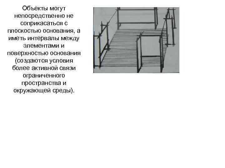 Объекты могут непосредственно не соприкасаться с плоскостью основания, а иметь интервалы между элементами и