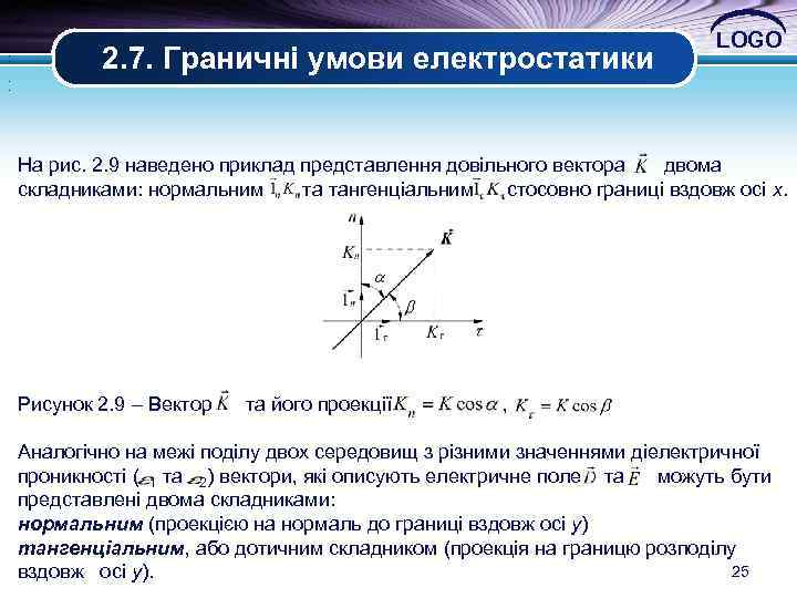 : . . 2. 7. Граничні умови електростатики LOGO На рис. 2. 9 наведено