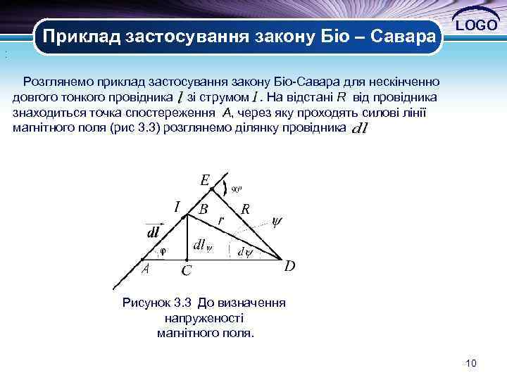 . . Приклад застосування закону Біо – Савара LOGO Розглянемо приклад застосування закону Біо-Савара
