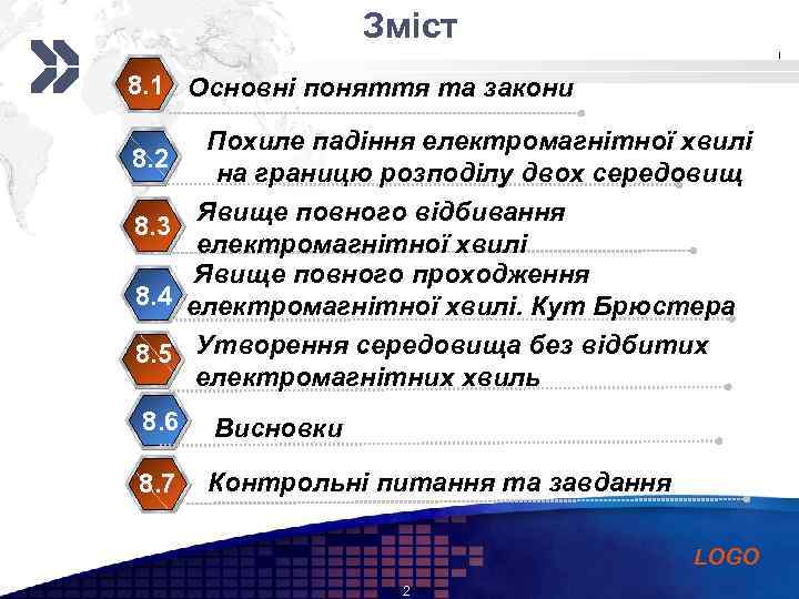 Зміст Add your company slogan 8. 1 Основні поняття та закони 8. 2 8.