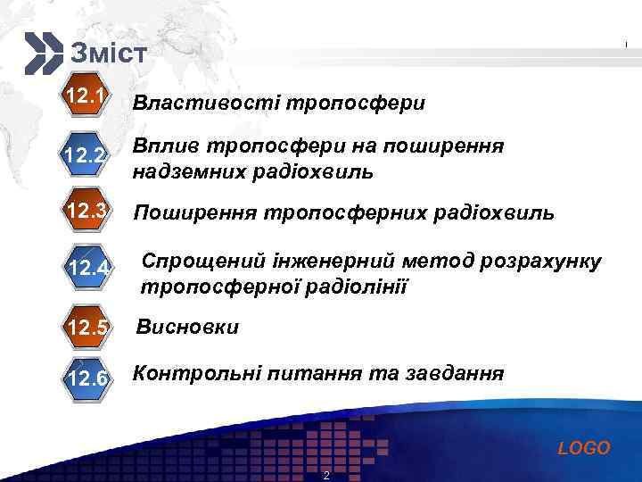 Add your company slogan Зміст 12. 1 Властивості тропосфери 12. 2 Вплив тропосфери на