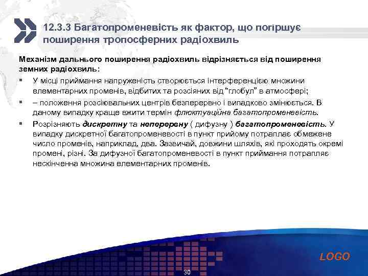 Add your company slogan 12. 3. 3 Багатопроменевість як фактор, що погіршує поширення тропосферних