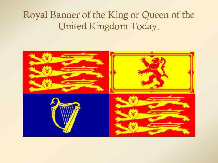 Royal Banner of the King or Queen of the United Kingdom Today. 