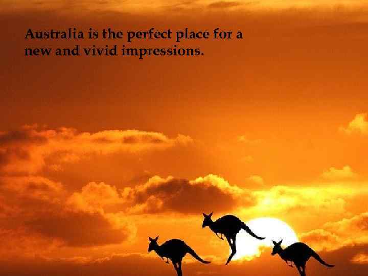 Australia is the perfect place for a new and vivid impressions. 