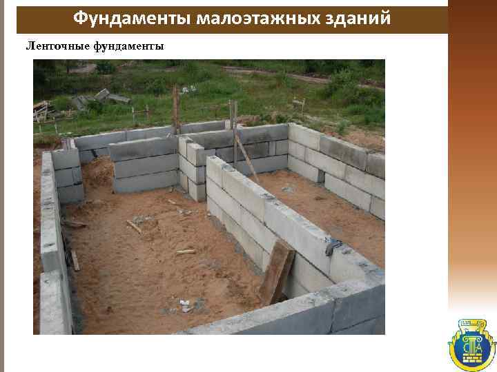 Фундаменты малоэтажных зданий Ленточные фундаменты 