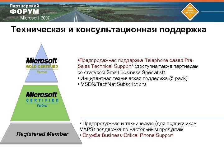 Техническая и консультационная поддержка • Предпродажная поддержка Telephone based Pre. Sales Technical Support* (доступна