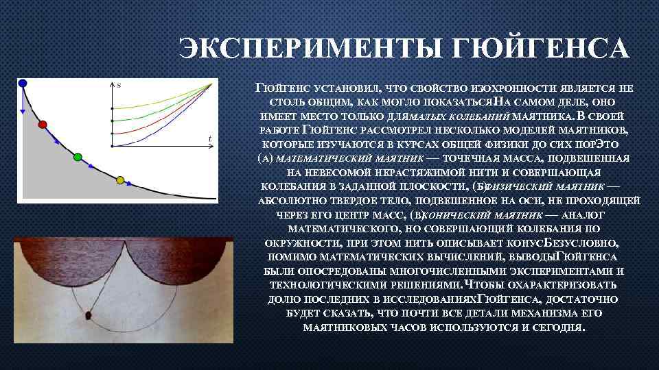 ЭКСПЕРИМЕНТЫ ГЮЙГЕНСА ГЮЙГЕНС УСТАНОВИЛ, ЧТО СВОЙСТВО ИЗОХРОННОСТИ ЯВЛЯЕТСЯ НЕ СТОЛЬ ОБЩИМ, КАК МОГЛО ПОКАЗАТЬСЯ.