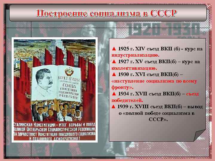 План построения социализма ссср