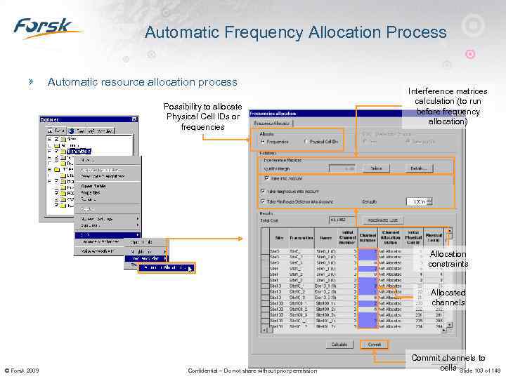Automatic Frequency Allocation Process Automatic resource allocation process Possibility to allocate Physical Cell IDs