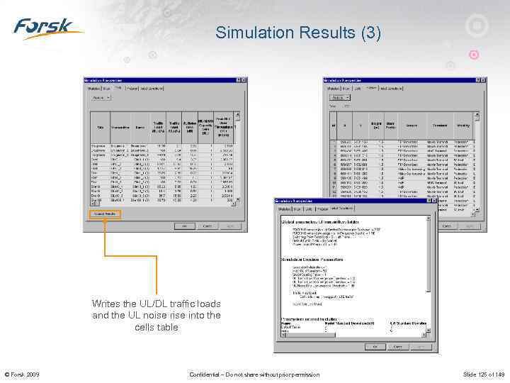 Simulation Results (3) Writes the UL/DL traffic loads and the UL noise rise into