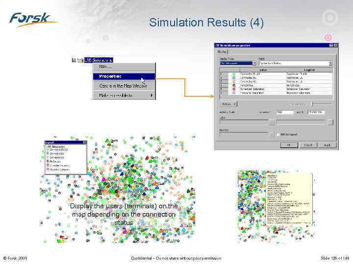 Simulation Results (4) Display the users (terminals) on the map depending on the connection