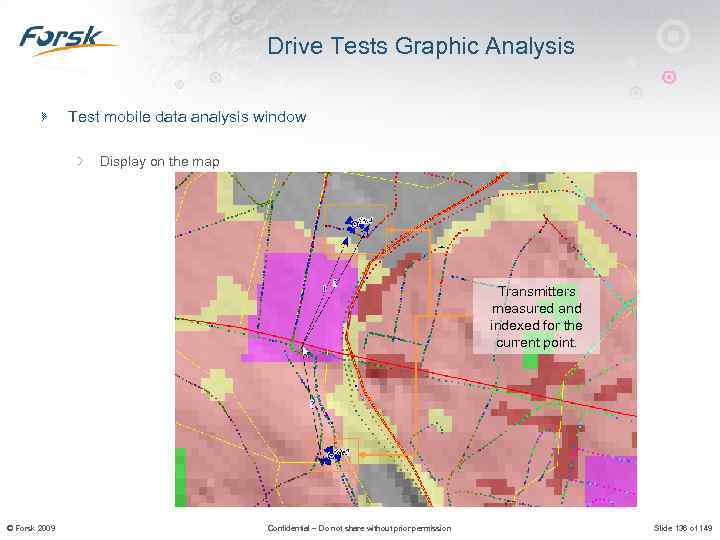 Drive Tests Graphic Analysis Test mobile data analysis window Display on the map Transmitters