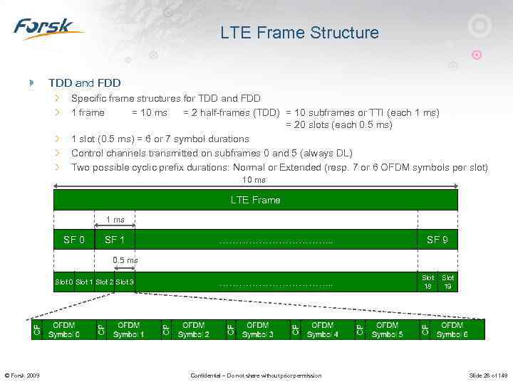 LTE Frame Structure TDD and FDD Specific frame structures for TDD and FDD 1