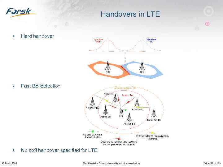 Handovers in LTE Hard handover Fast BS Selection No soft handover specified for LTE