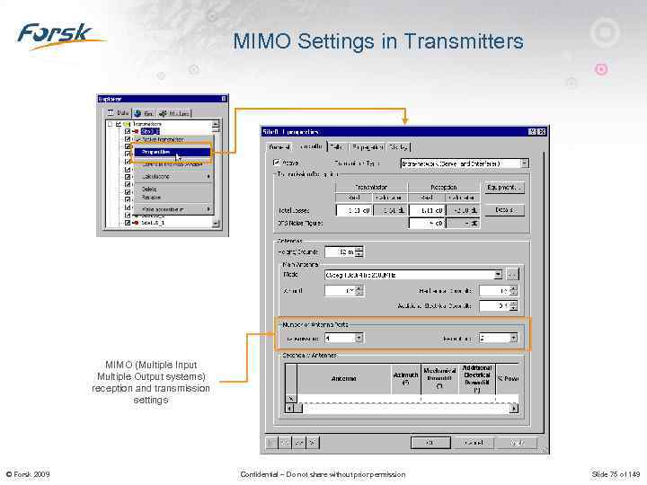 MIMO Settings in Transmitters MIMO (Multiple Input Multiple Output systems) reception and transmission settings