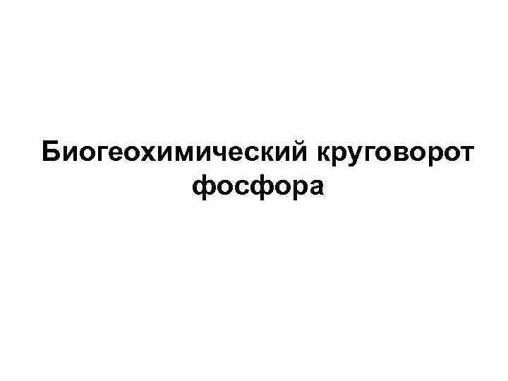Биогеохимический круговорот фосфора 