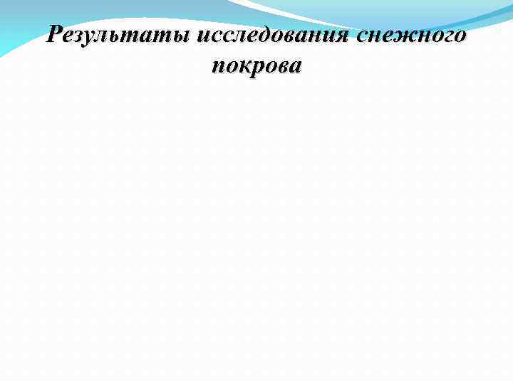 Результаты исследования снежного покрова 