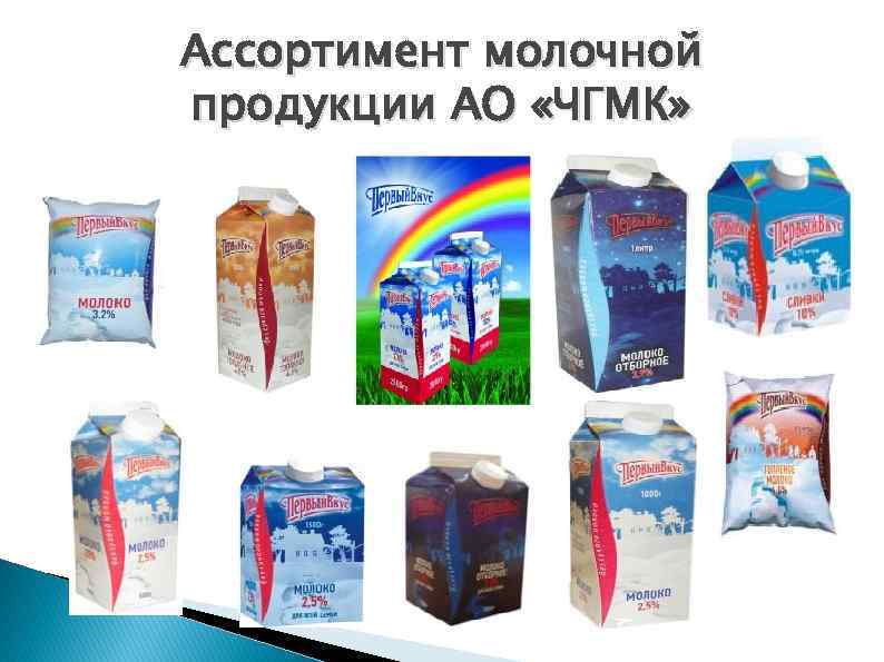 Ассортимент молочной продукции АО «ЧГМК» 