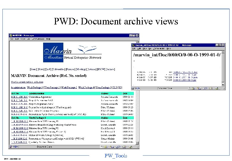 PWD: Document archive views DNV - 3/15/2018 - 15 PW_Tools 