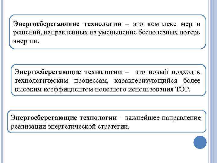 Энергосберегающие технологии – это комплекс мер и решений, направленных на уменьшение бесполезных потерь энергии.