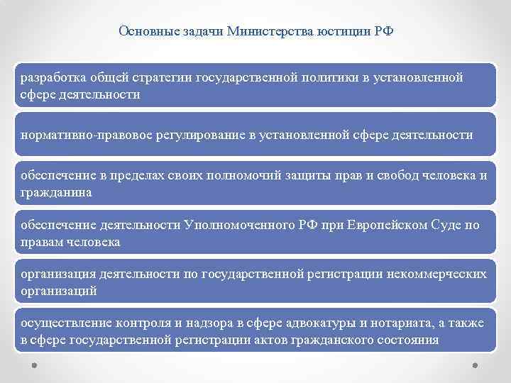 Основные задачи Министерства юстиции РФ разработка общей стратегии государственной политики в установленной сфере деятельности
