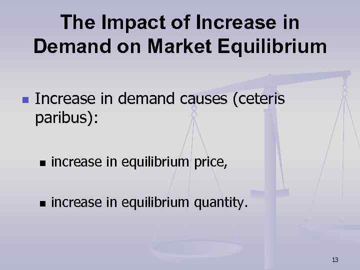 The Impact of Increase in Demand on Market Equilibrium n Increase in demand causes