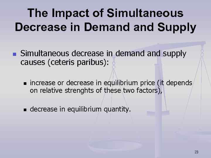 The Impact of Simultaneous Decrease in Demand Supply n Simultaneous decrease in demand supply