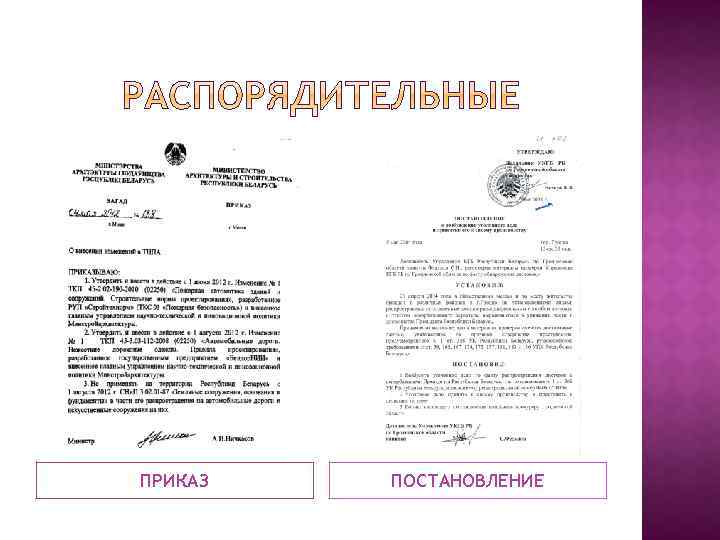 ПРИКАЗ ПОСТАНОВЛЕНИЕ 