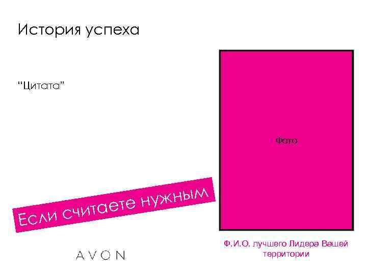 История успеха “Цитата” Фото счита Если ужным ете н Ф. И. О. лучшего Лидера
