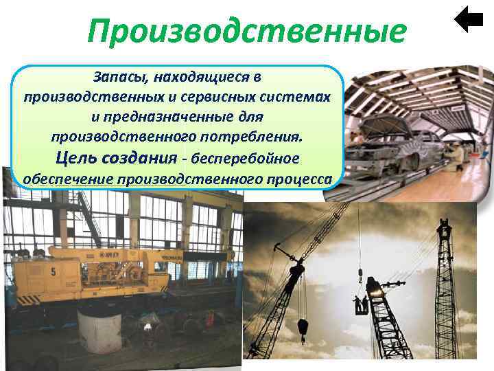 Производственные Запасы, находящиеся в производственных и сервисных системах и предназначенные для производственного потребления. Цель