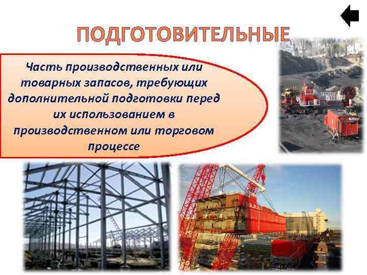 ПОДГОТОВИТЕЛЬНЫЕ Часть производственных или товарных запасов, требующих дополнительной подготовки перед их использованием в производственном