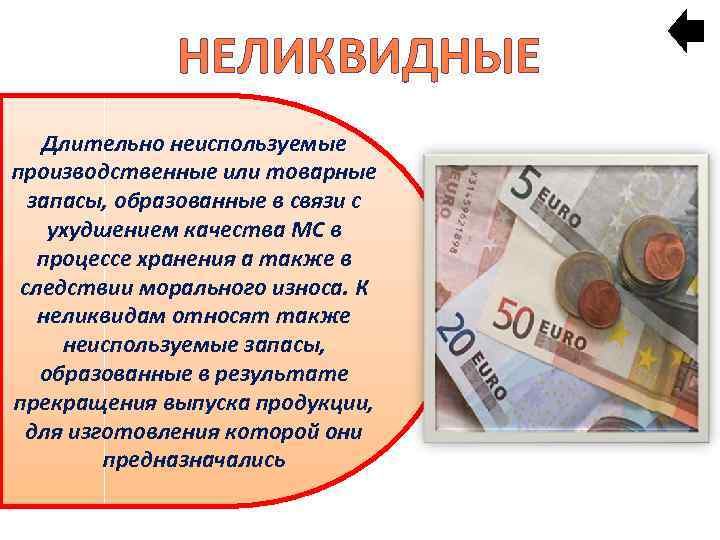 НЕЛИКВИДНЫЕ Длительно неиспользуемые производственные или товарные запасы, образованные в связи с ухудшением качества МС