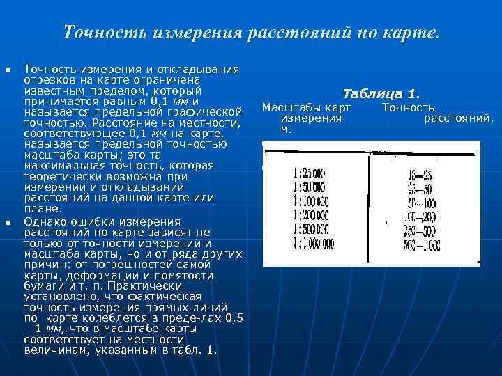 С какой точностью измеряют длины линий на плане масштаба 1 1000