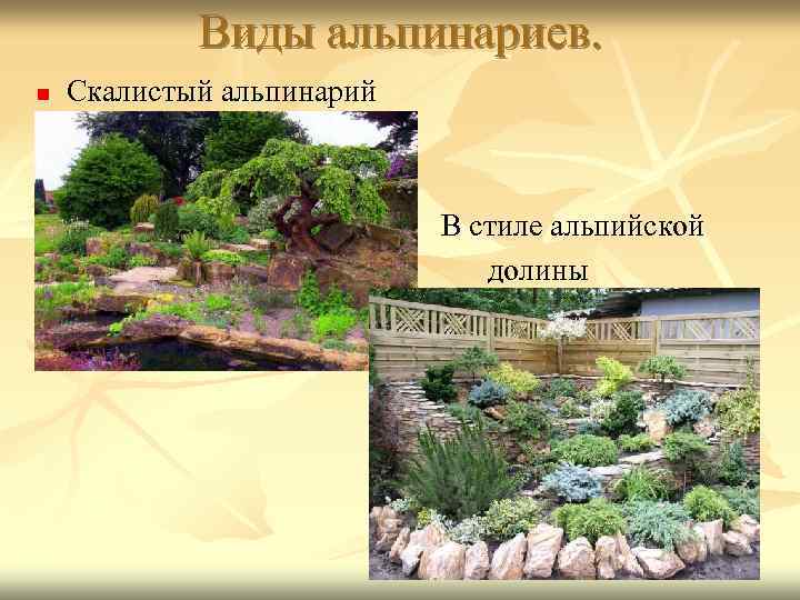 Виды альпинариев. n Скалистый альпинарий В стиле альпийской долины 
