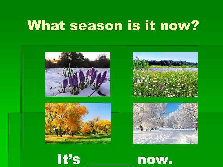 What season is it now? It’s _______ now. 