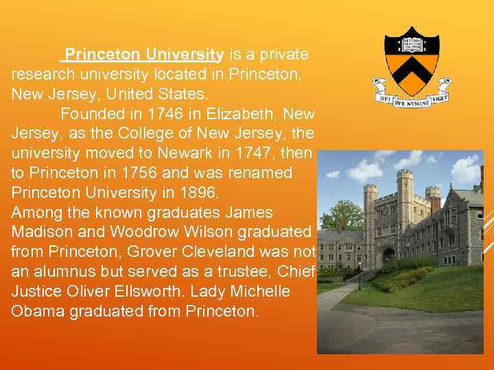 Princeton University is a private research university located in Princeton, New Jersey, United States.