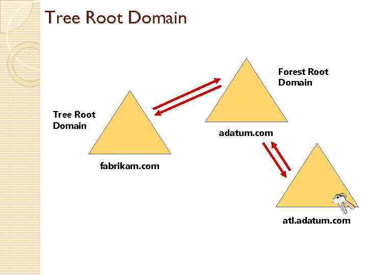 Tree Root Domain Forest Root Domain Tree Root Domain adatum. com fabrikam. com atl.